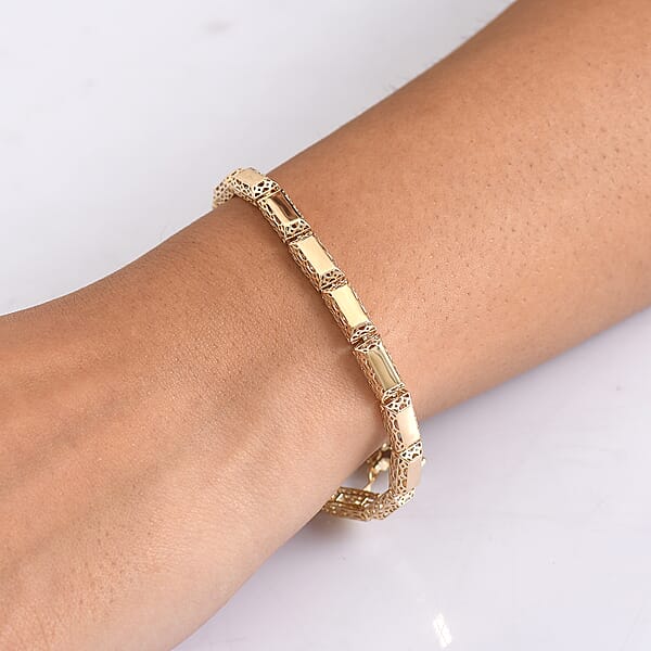 Luxoro 10K Yellow Gold Bar Link Bracelet (6.50 In) 7.08 Grams
