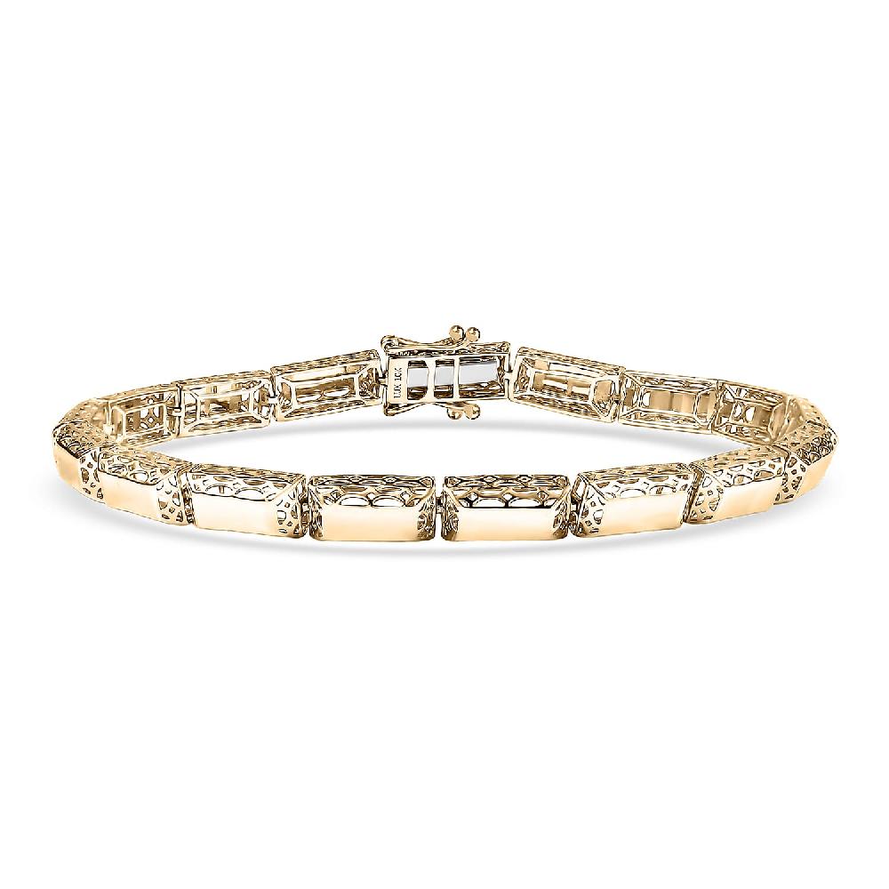 Luxoro 10K Yellow Gold Bar Link Bracelet (6.50 In) 7.08 Grams
