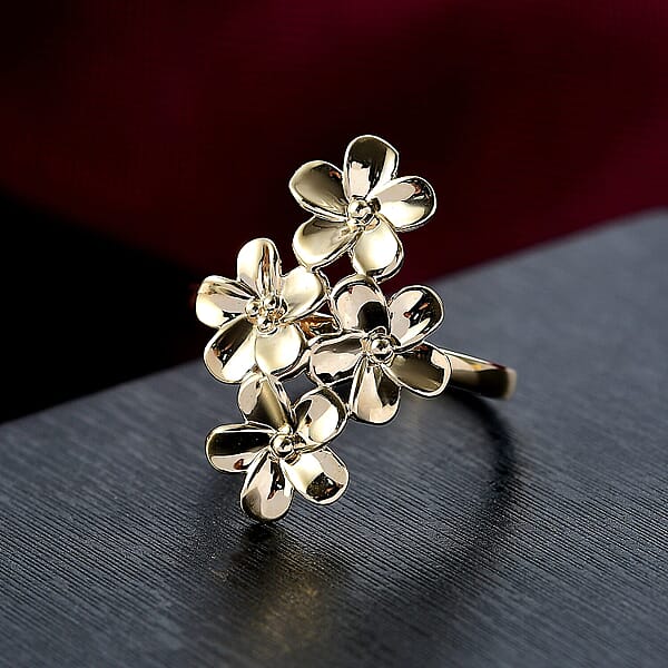 Luxoro 10K Yellow Gold Bouquet Of Flowers Ring 4.10 Grams