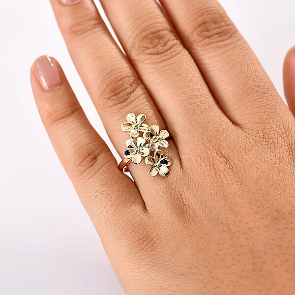 Luxoro 10K Yellow Gold Bouquet Of Flowers Ring 4.10 Grams