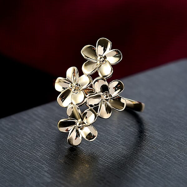 Luxoro 10K Yellow Gold Bouquet Of Flowers Ring 4.10 Grams