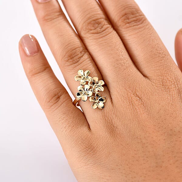 Luxoro 10K Yellow Gold Bouquet Of Flowers Ring 4.10 Grams
