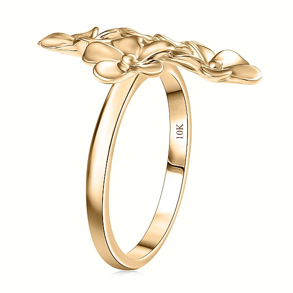 Luxoro 10K Yellow Gold Bouquet Of Flowers Ring 4.10 Grams