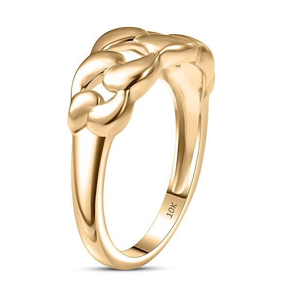 Luxoro 10K Yellow Gold Classic Cuban Ring (3.20 G)
