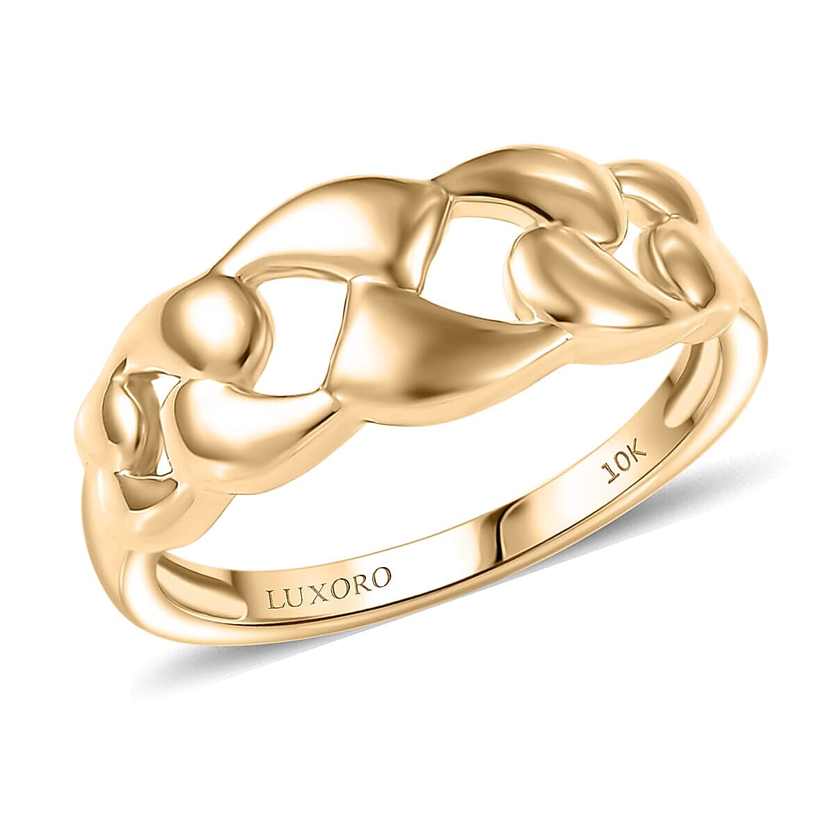 Luxoro 10K Yellow Gold Classic Cuban Ring (3.20 g)