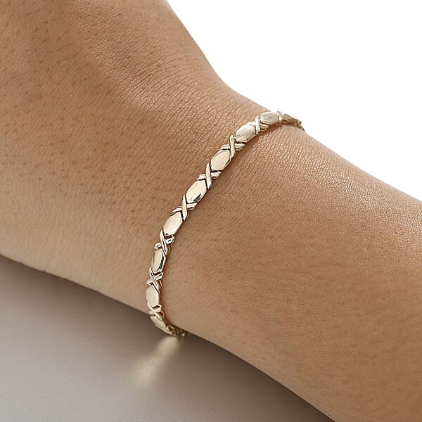 Luxoro 10K Yellow Gold Hugs And Kisses Bracelet (6.50 In) 4.85 Grams
