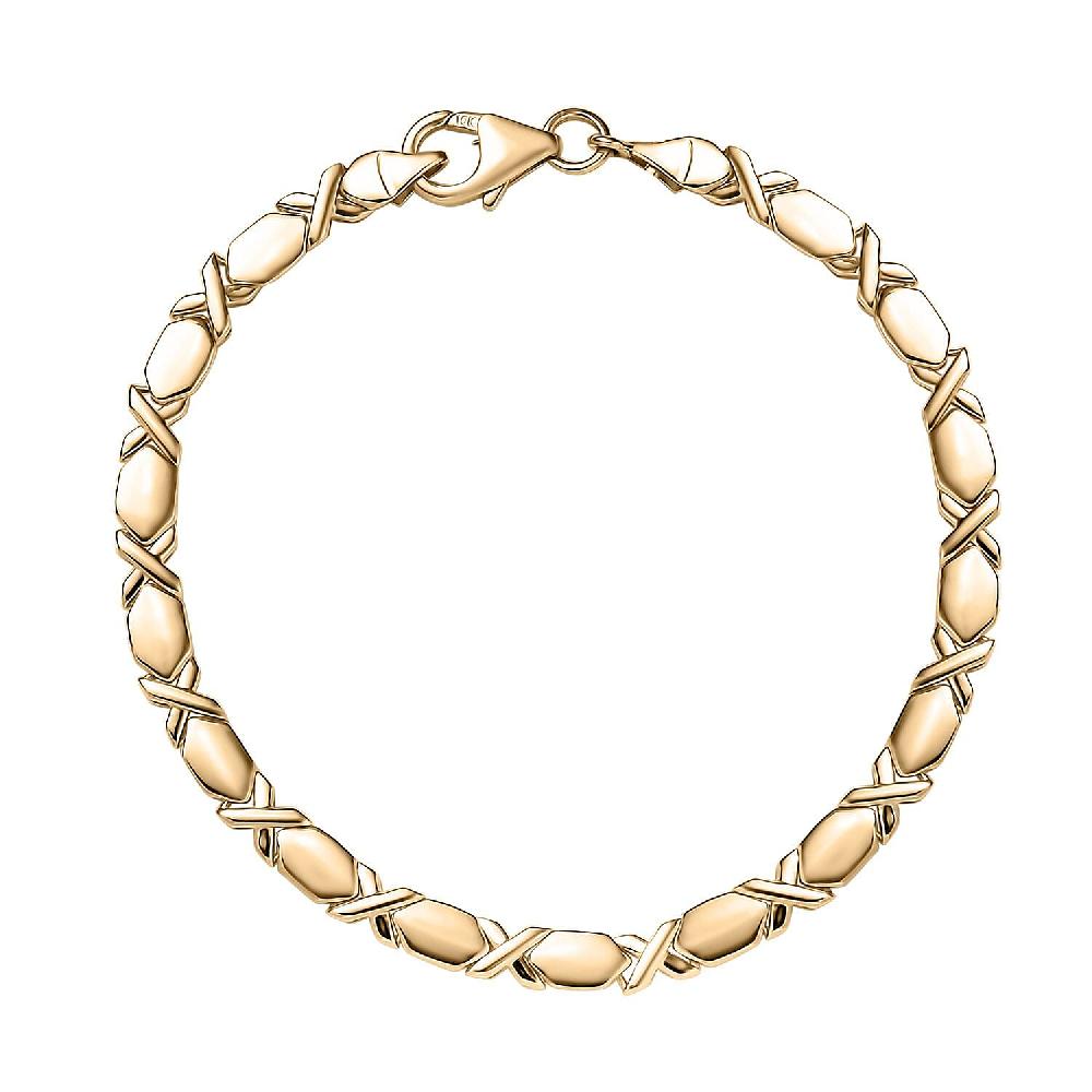 Luxoro 10K Yellow Gold Hugs and Kisses Bracelet (6.50 In) 4.85 Grams
