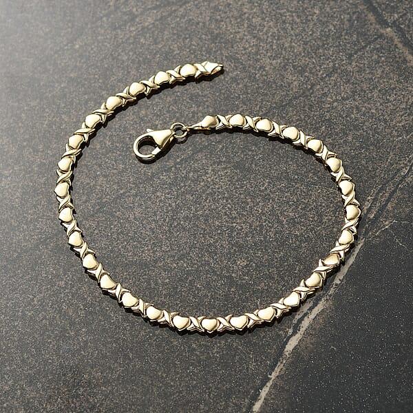 Luxoro 10K Yellow Gold Infinity With Heart Link Bracelet (8.00 In) 5.70 Grams