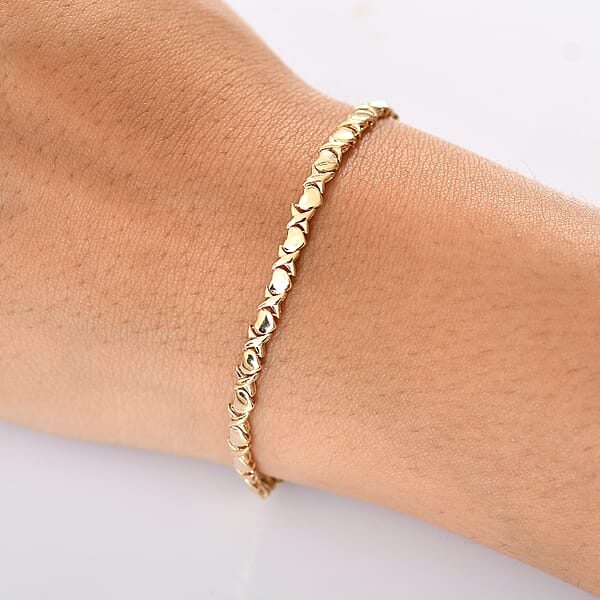 Luxoro 10K Yellow Gold Infinity With Heart Link Bracelet (8.00 In) 5.70 Grams