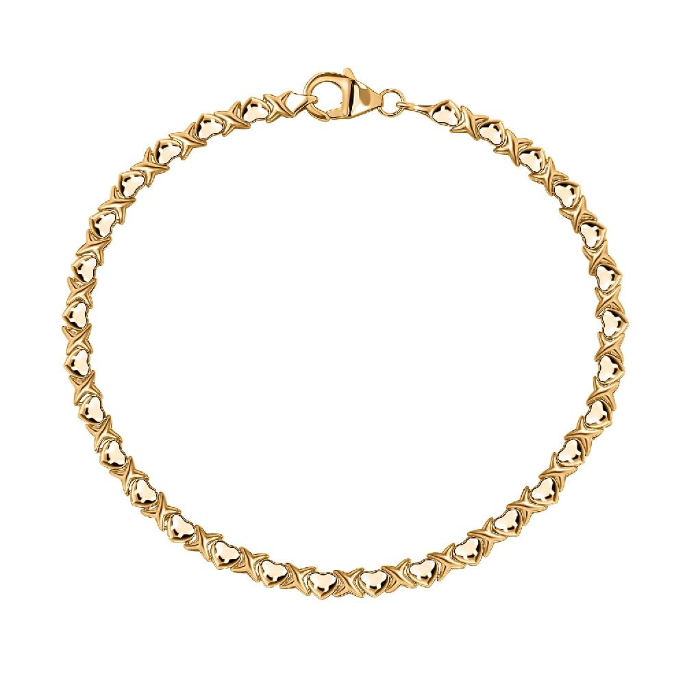 Luxoro 10K Yellow Gold Infinity with Heart Link Bracelet (8.00 In) 5.70 Grams