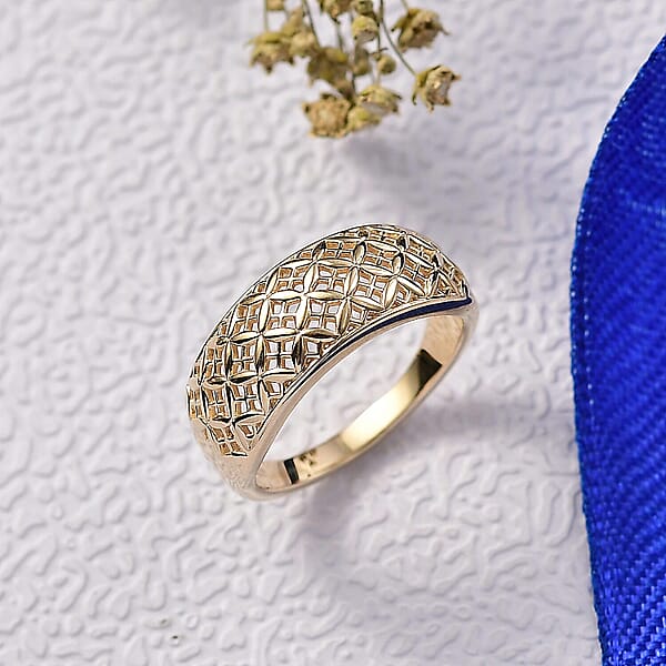 Luxoro 10K Yellow Gold Lattice Mosaic Ring 4.00 Grams