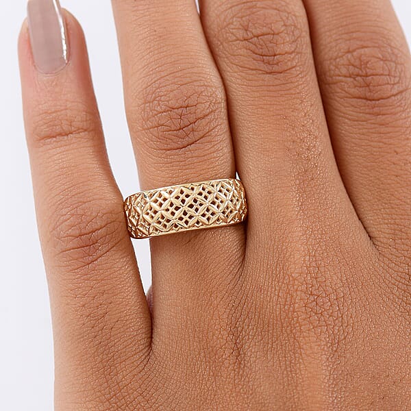 Luxoro 10K Yellow Gold Lattice Mosaic Ring 4.00 Grams