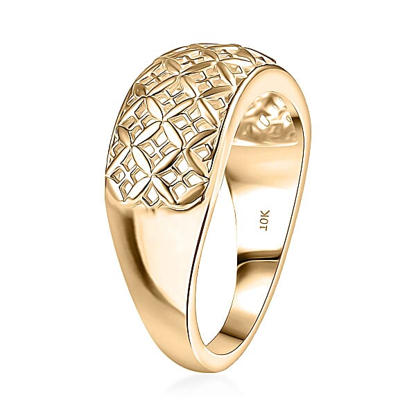 Luxoro 10K Yellow Gold Lattice Mosaic Ring 4.00 Grams