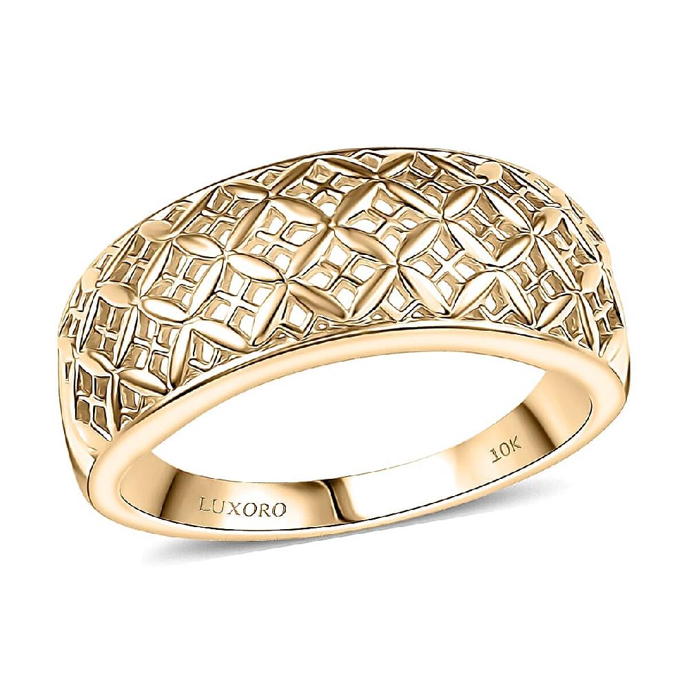 Luxoro 10K Yellow Gold Lattice Mosaic Ring 4.00 Grams