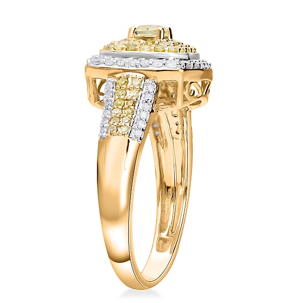 Luxoro 10K Yellow Gold Natural Yellow And Diamond I1-I2 Ring 1.00 Ctw