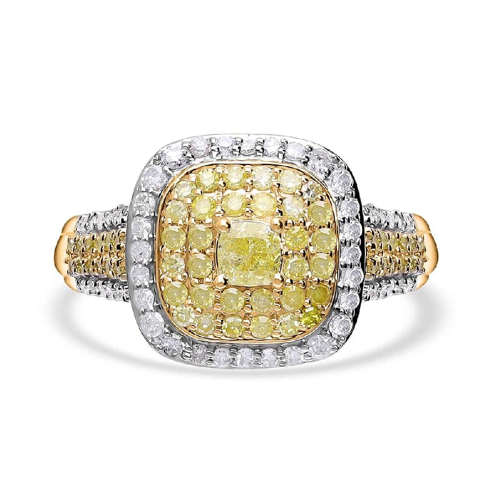 Luxoro 10K Yellow Gold Natural Yellow and Diamond I1-I2 Ring 1.00 ctw