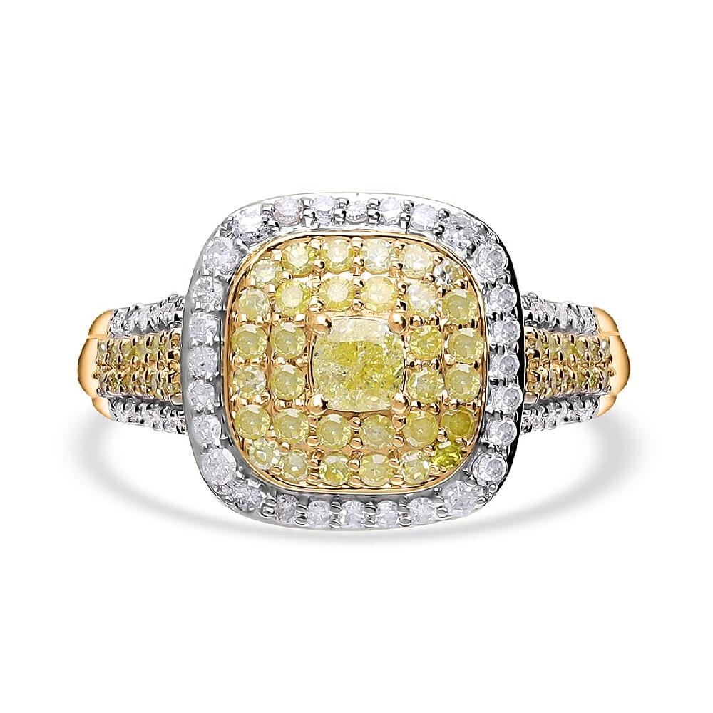 Luxoro 10K Yellow Gold Natural Yellow and Diamond I1-I2 Ring 1.00 ctw
