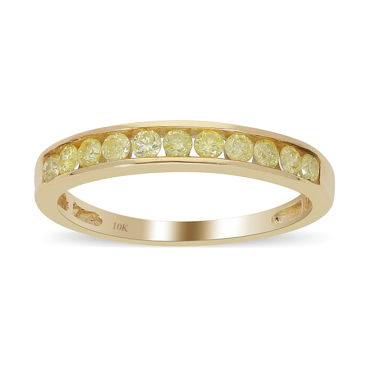 Luxoro 10K Yellow Gold Natural Yellow Diamond (I2) 0.50 ctw Wedding Band Ring Promise Rings For Women