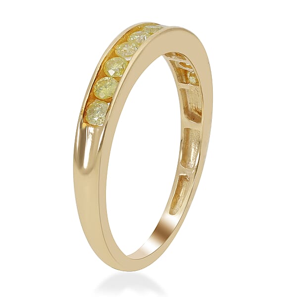 Luxoro 10K Yellow Gold Natural Yellow Diamond (I2-I3) 0.50 Ctw Wedding Band Ring Promise Rings For Women