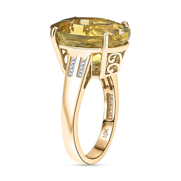 Luxoro 10K Yellow Gold Premium Yellow Apatite Diamond (I1) Ring 11.70 Ctw