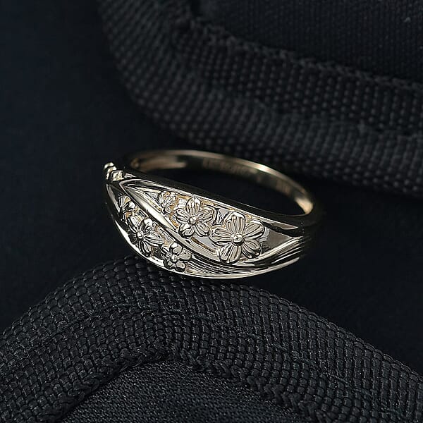 Luxoro 10K Yellow Gold Rose Floral Ring 3.65 Grams
