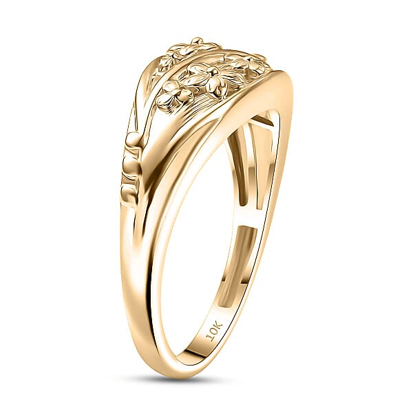 Luxoro 10K Yellow Gold Rose Floral Ring 3.65 Grams