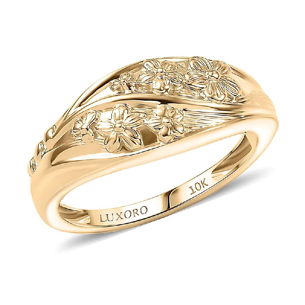 Luxoro 10K Yellow Gold Rose Floral Ring 3.65 Grams