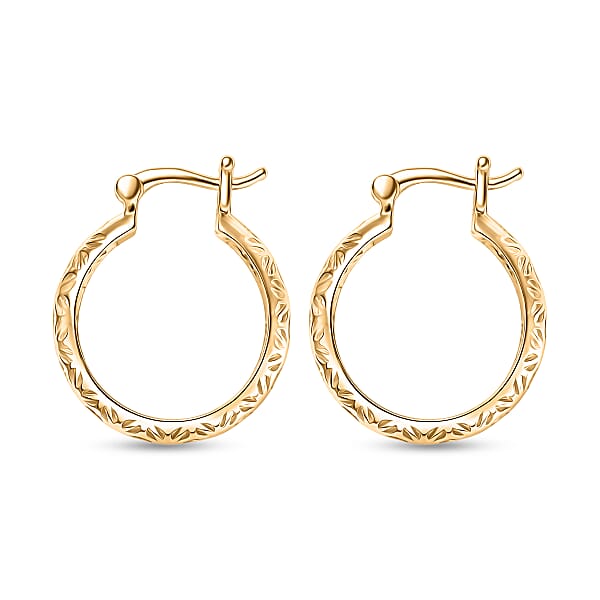 Luxoro 10K Yellow Gold Textured Hoop Earrings (2.50 Grams)