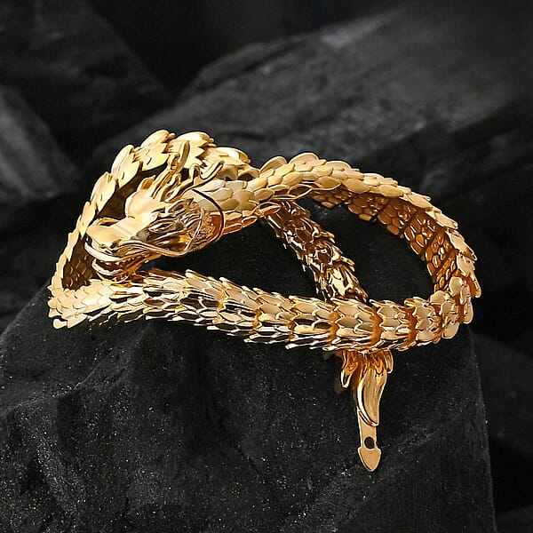 Luxoro 10K Yellow Golden Dragon Bracelet (7.25 In) 12.70 Grams