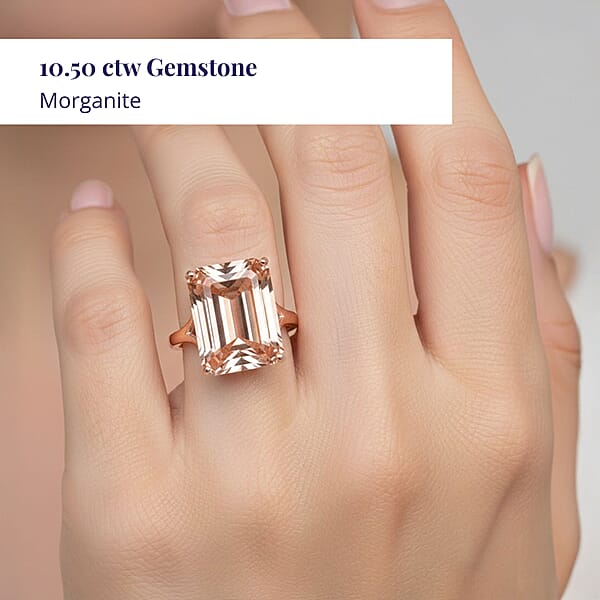 Luxoro 14K Rose Gold AAA Marropino Morganite Solitaire Ring 10.50 Ctw