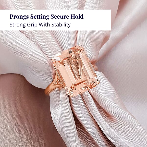Luxoro 14K Rose Gold AAA Marropino Morganite Solitaire Ring 10.50 Ctw