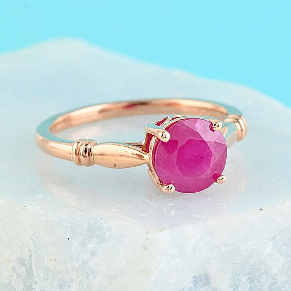 Luxoro 14K Rose Gold AAA Mozambique Ruby Solitaire Ring 2.40 Grams 1.50 Ctw