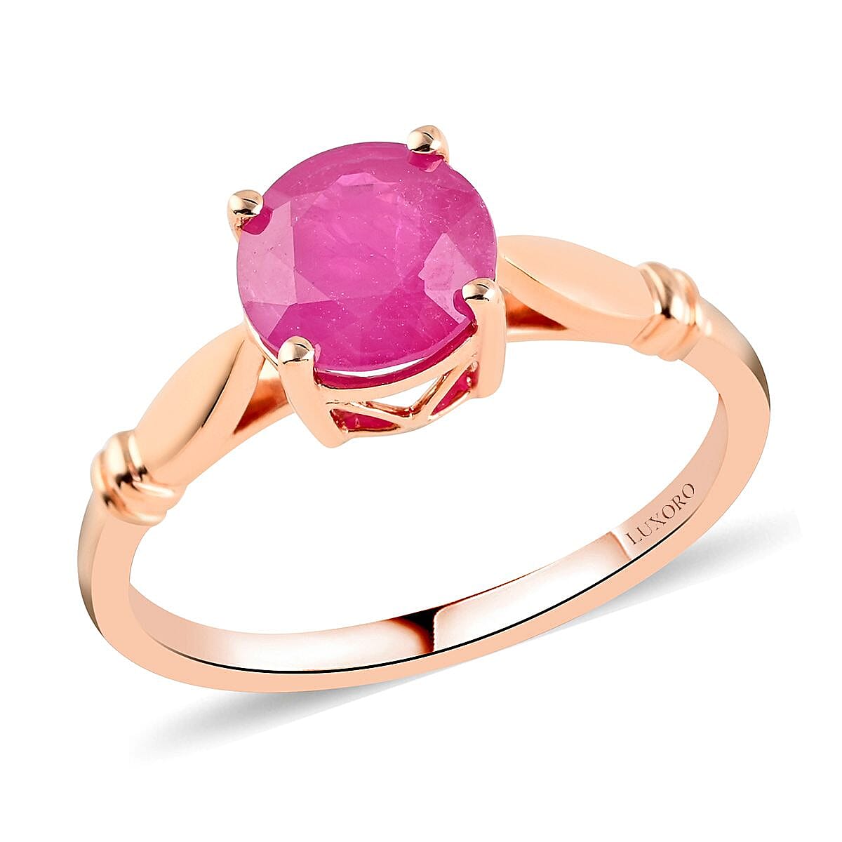 Luxoro 14K Rose Gold AAA Mozambique Ruby Solitaire Ring 2.40 Grams 1.50 ctw