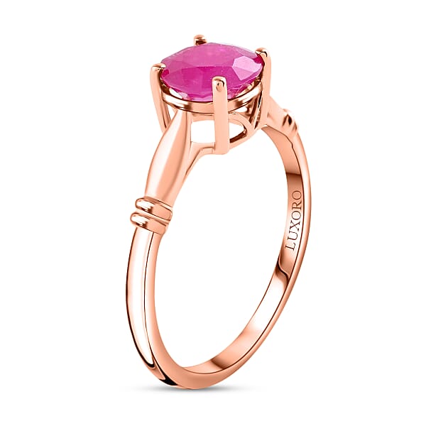 Luxoro 14K Rose Gold AAA Mozambique Ruby Solitaire Ring 1.50 Ctw