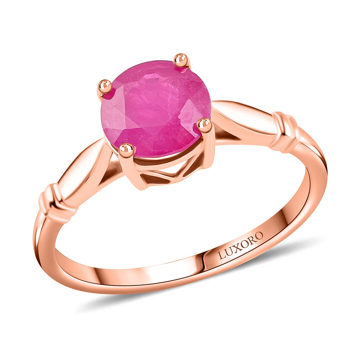 Luxoro 14K Rose Gold AAA Mozambique Ruby Solitaire Ring 1.50 ctw