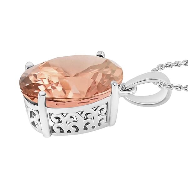 Luxoro 14K White Gold AAA Marropino Morganite Solitaire Pendant Necklace 20 Inches 7.00 Ctw (Del. In 10-12 Days)