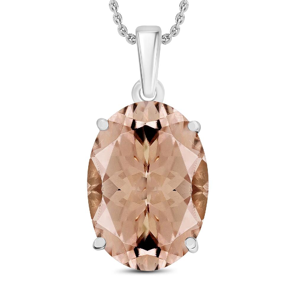 Luxoro 14K White Gold AAA Marropino Morganite Solitaire Pendant Necklace 20 Inches 7.00 ctw (Del. in 10-12 Days)