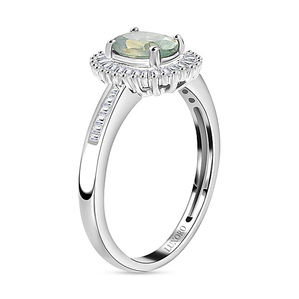 Luxoro 14K White Gold AAA Narsipatnam Alexandrite Diamond (G-H I3) Halo Ring 1.00 Ctw