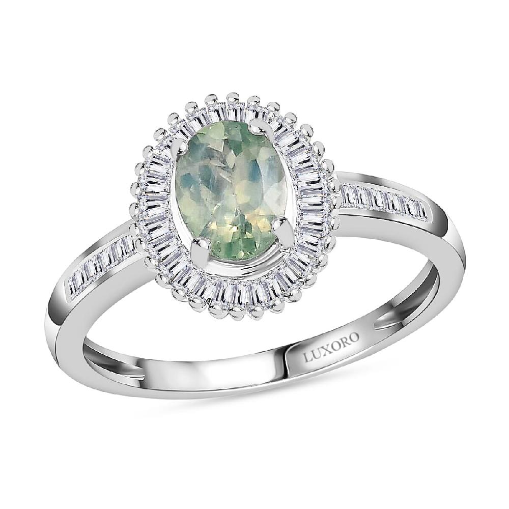 Luxoro 14K White Gold AAA Narsipatnam Alexandrite Diamond (G-H I3) Halo Ring 1.00 ctw