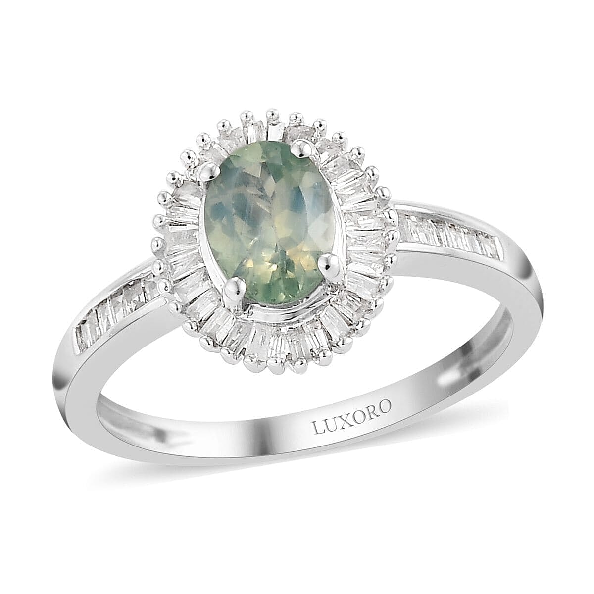 Luxoro 14K White Gold AAA Narsipatnam Alexandrite Diamond (G-H I3) Halo Ring 1.00 ctw