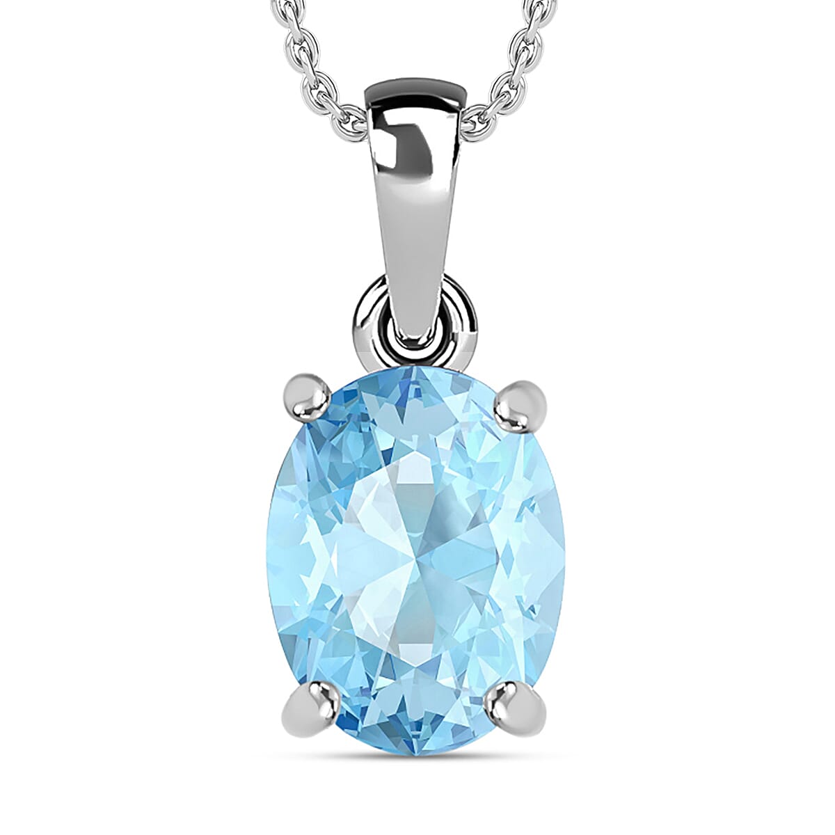 Luxoro 14K White Gold Premium Mangoro Aquamarine Solitaire Pendant 5.05 ctw (Del. in 10-12 Days)