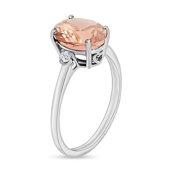 Luxoro 14K White Gold Premium Marropino Morganite And I1-I2 Diamond Ring 4 Grams 2.50 Ctw (Del. In 10-12 Days)