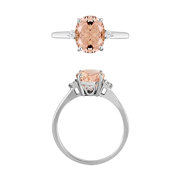 Luxoro 14K White Gold Premium Marropino Morganite And I1-I2 Diamond Ring 4 Grams 2.50 Ctw (Del. In 10-12 Days)
