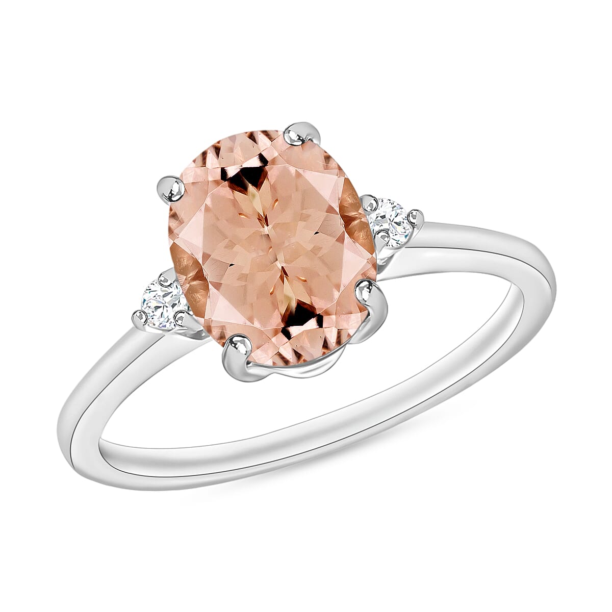Luxoro 14K White Gold Premium Marropino Morganite and I1-I2 Diamond Ring 4 Grams 2.50 ctw (Del. in 10-12 Days)