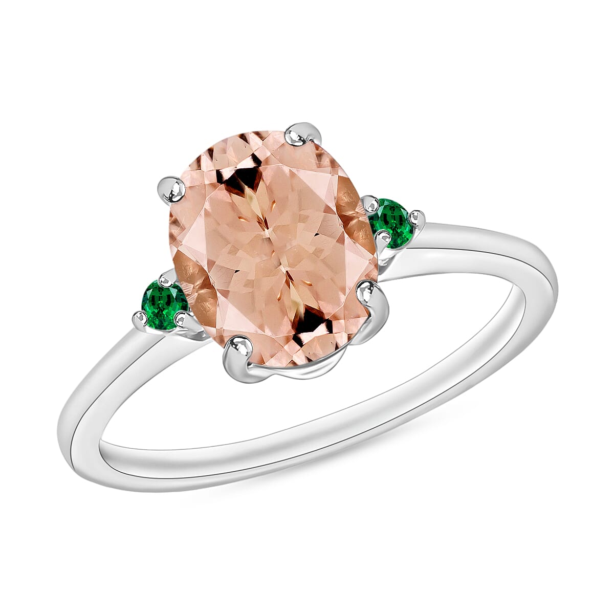 Luxoro 14K White Gold Premium Marropino Morganite and Boyaca Colombian Emerald Ring 4 Grams 2.50 ctw (Del. in 10-12 Days)