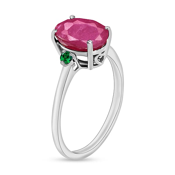 Luxoro 14K White Gold Premium Mozambique Ruby And Boyaca Colombian Emerald Ring 4 Grams 2.70 Ctw (Del. In 10-12 Days)