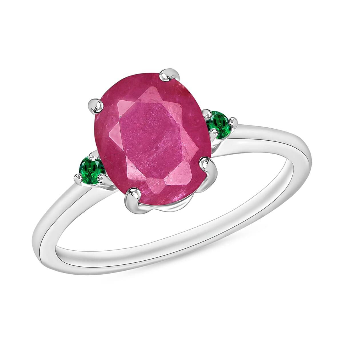 Luxoro 14K White Gold Premium Mozambique Ruby and Boyaca Colombian Emerald Ring 4 Grams 2.70 ctw (Del. in 10-12 Days)