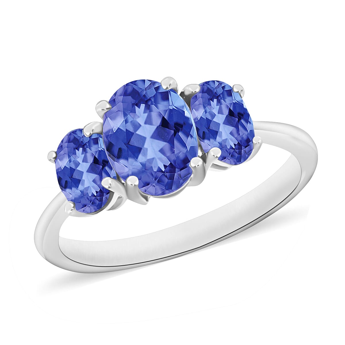 Luxoro 14K White Gold Premium Tanzanite 3 Stone Ring 4 Grams 2.30 ctw (Del. in 10-12 Days)