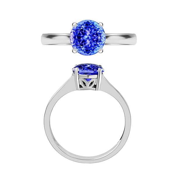 Luxoro 14K White Gold Premium Tanzanite Solitaire Ring 4 Grams 1.50 Ctw (Del. In 10-12 Days)
