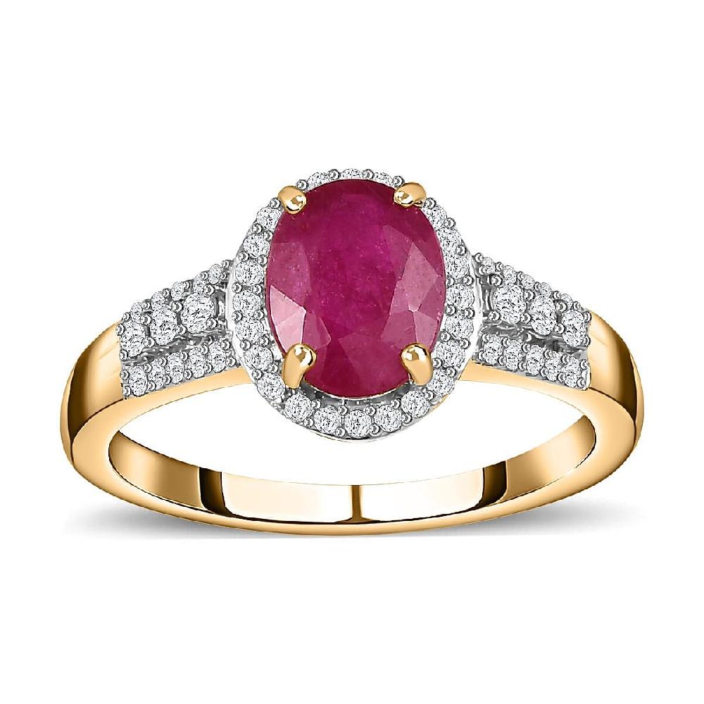 Luxoro 14K Yellow Gold AAA Montepuez Ruby and G-H I3 Diamond Ring 4.15 Grams 2.85 ctw